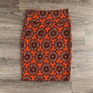 LuLaRoe Orange Cassie Pencil Skirt